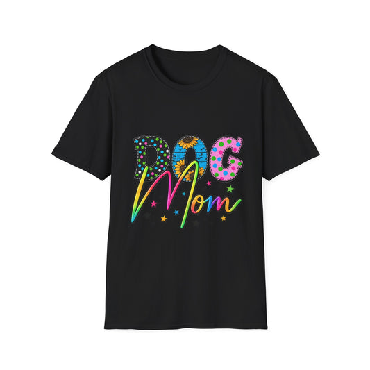 Dog Mom T-Shirt Colorful Floral & Polka Dot Graphic