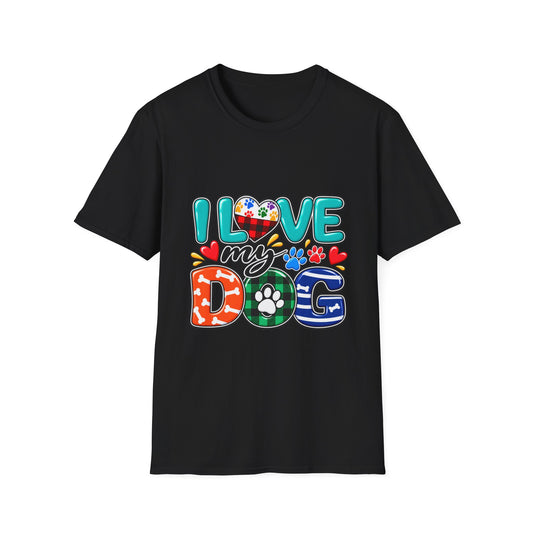 I Love My Dog Colorful Paw Heart T-Shirt