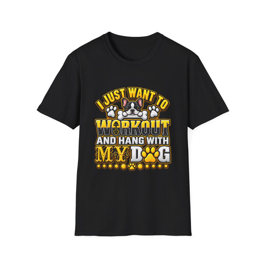 Workout & Hang With My Dog T-Shirt — Funny Dog Lover Fitness Tee