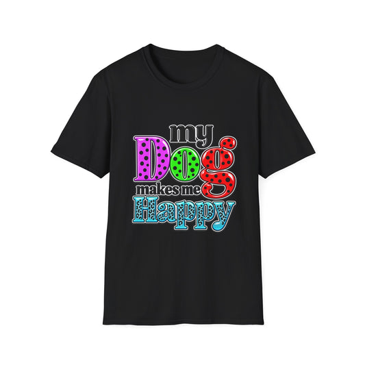 My Dog Makes Me Happy Colorful Retro Graphic