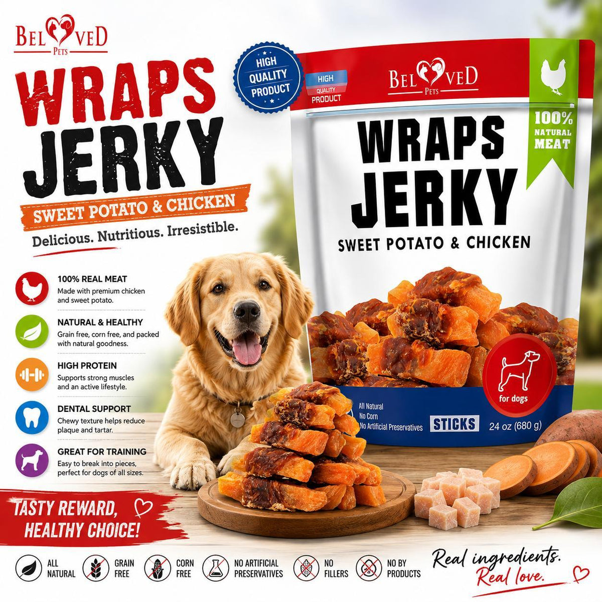 Organic Chicken Jerky Dog Treats – Grain Free