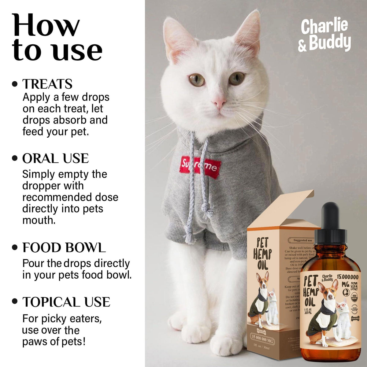 Charlie Buddy Hemp Oil for Dogs & Cats