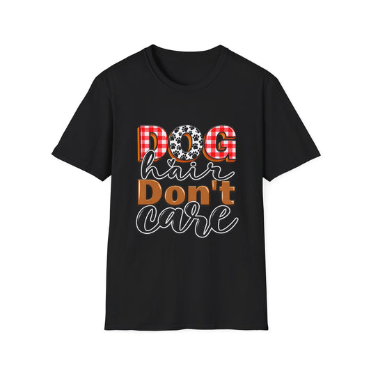 Dog Hair Don't Care T-Shirt — Cute Plaid & Paw Graphic Tee for Dog Lovers