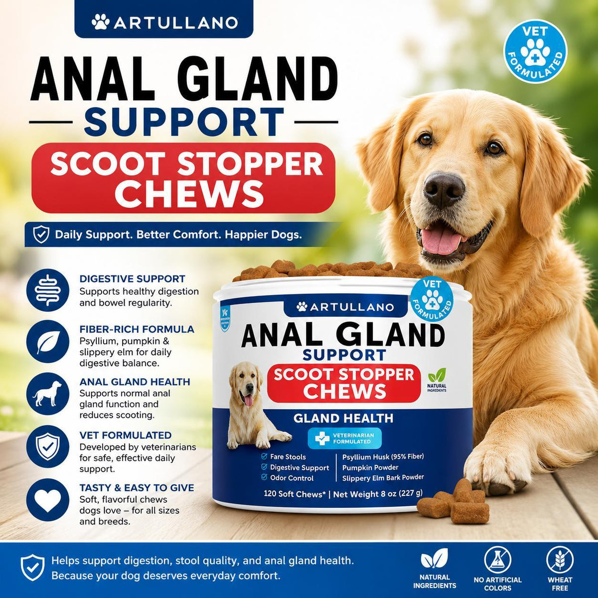 Anal Gland Support Chews for Dogs – Fiber Blend