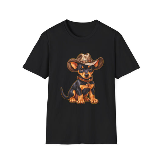 Cowboy Pup T‑Shirt Cute Dachshund in Western Hat