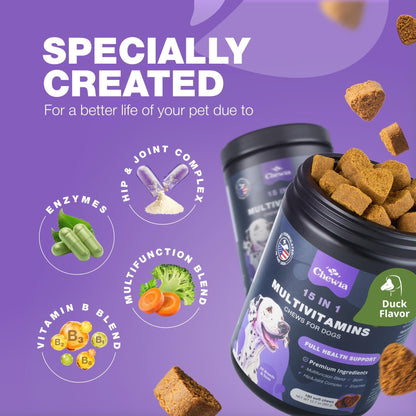 Dog Vitamins 15-in-1 Multivitamin Chews with MSM
