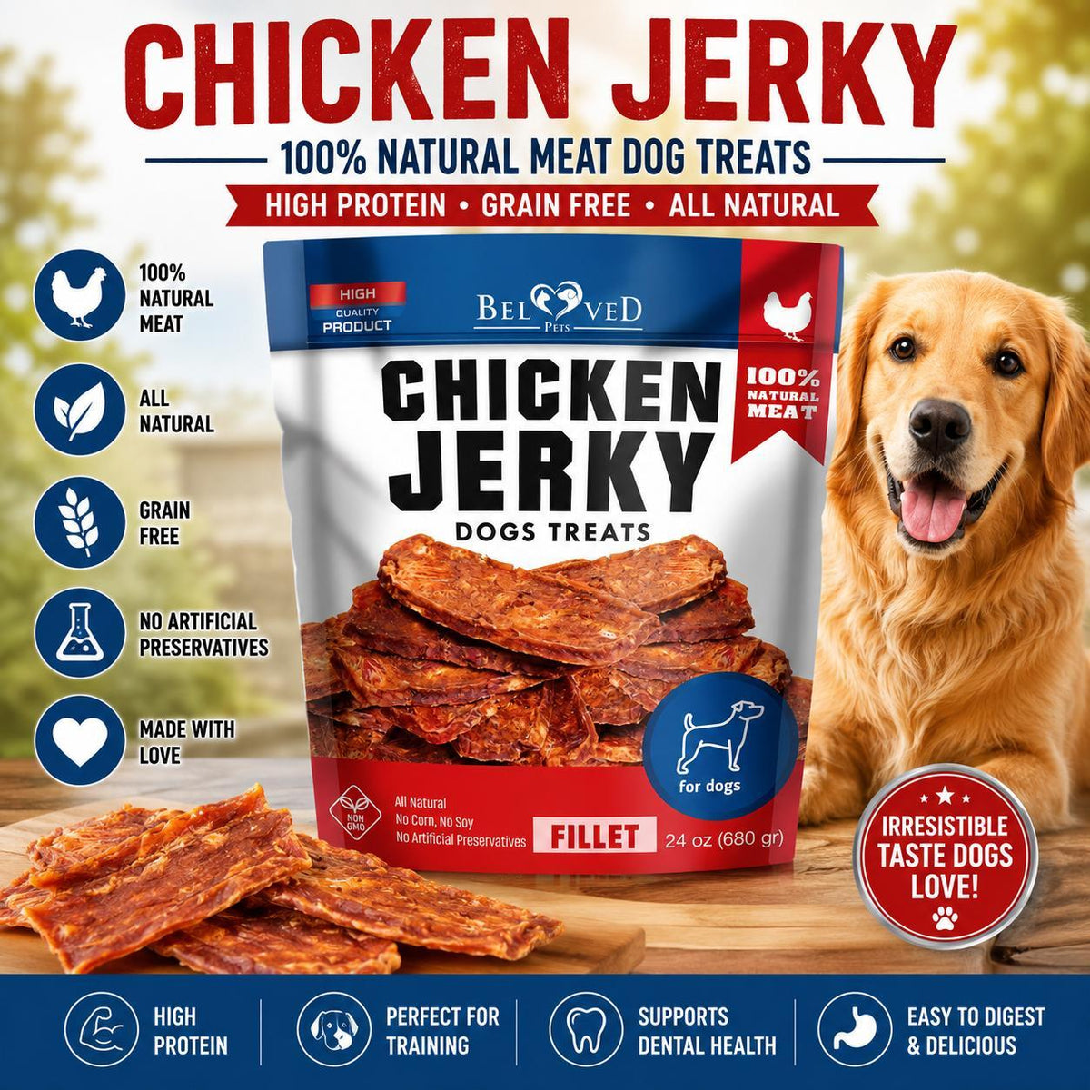 Chicken Jerky Dog Treats – Natural High Protein