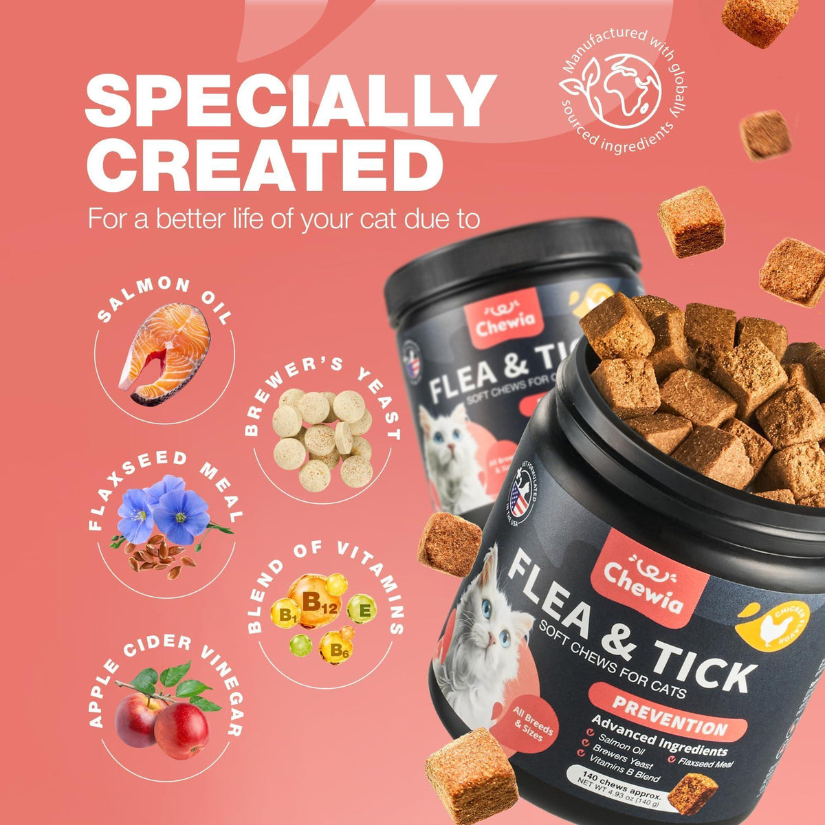 Natural Cat Flea and Tick Supplement Chews