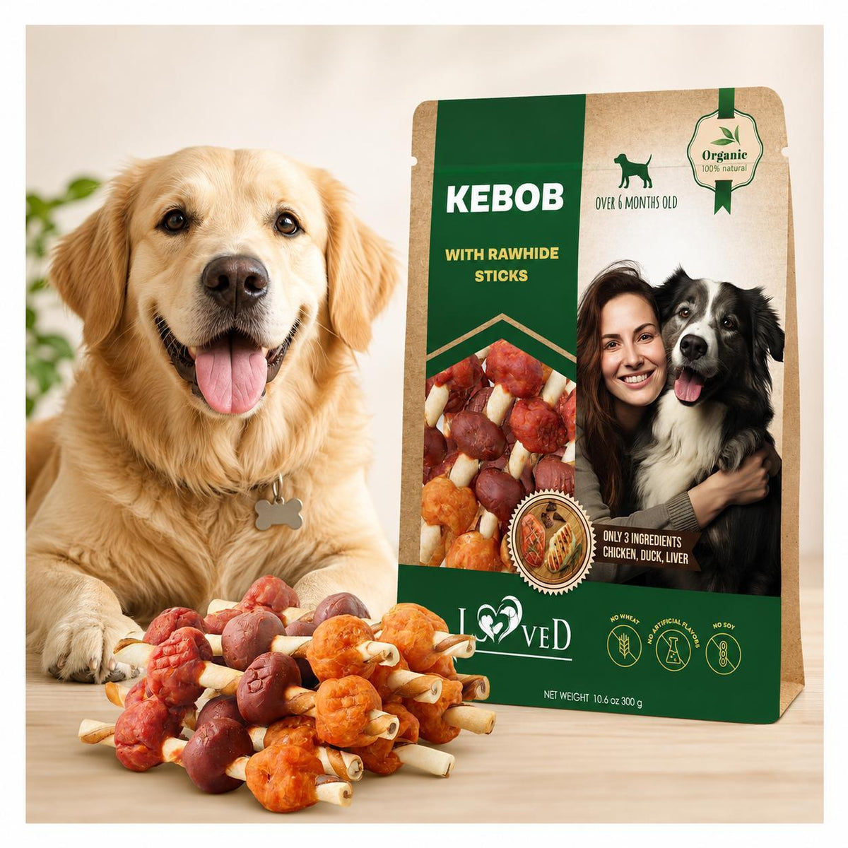 Kabobs Duck & Chicken Rawhide Dog Treats