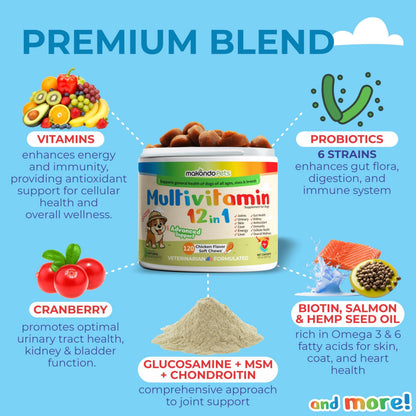 12-in-1 Dog Multivitamin Soft Treats for Health