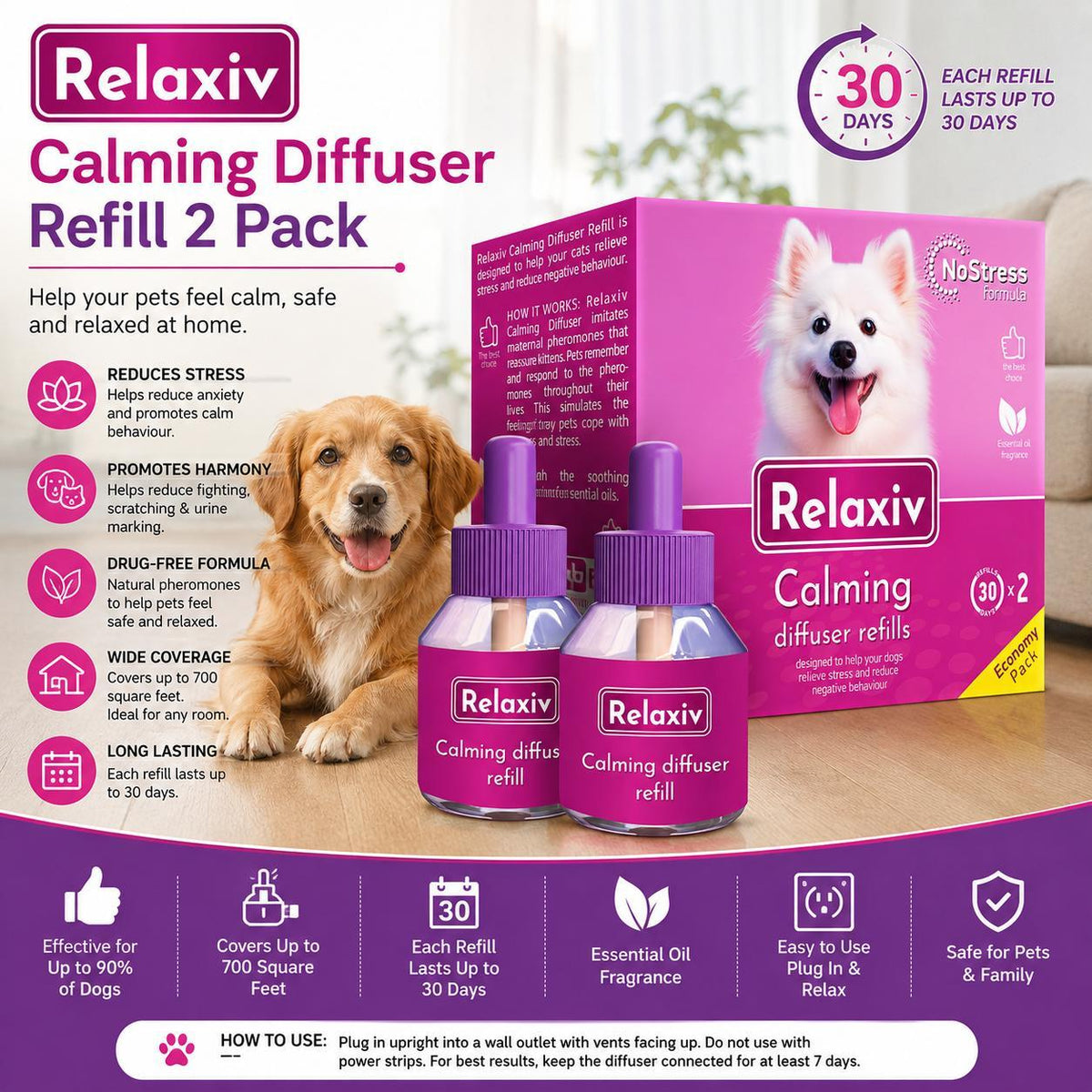 Beloved Pets Dog Calming Pheromone Diffuser Refill 2 Pack