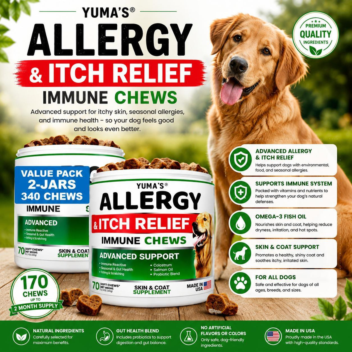 YUMA'S Dog Allergy Relief Chews – Itch & Skin Support