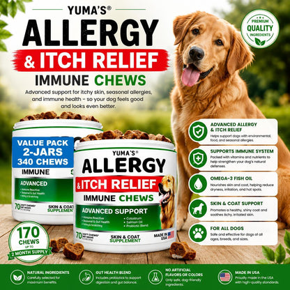 YUMA'S Dog Allergy Relief Chews – Itch & Skin Support
