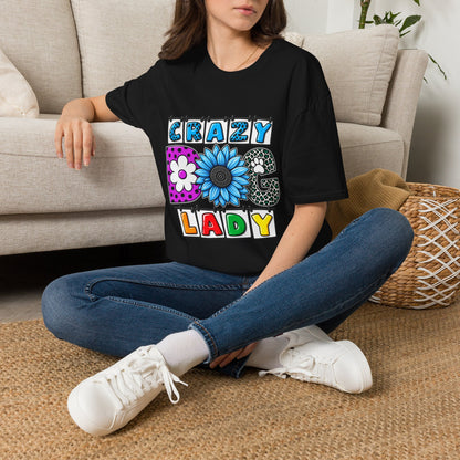 Crazy Dog Lady T-Shirt — Colorful Floral Typography