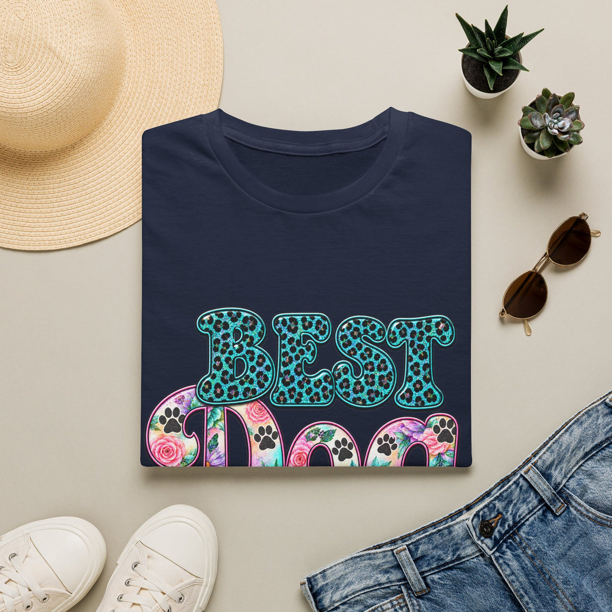 Best Dog Mom T-Shirt — Floral Leopard Pet Lover Tee