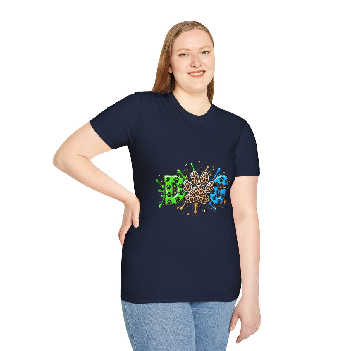 Dog Paw Splash T-Shirt Leopard Print Paw Graphic