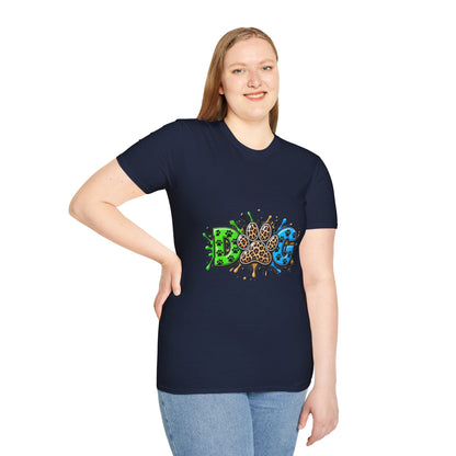 Dog Paw Splash T-Shirt Leopard Print Paw Graphic
