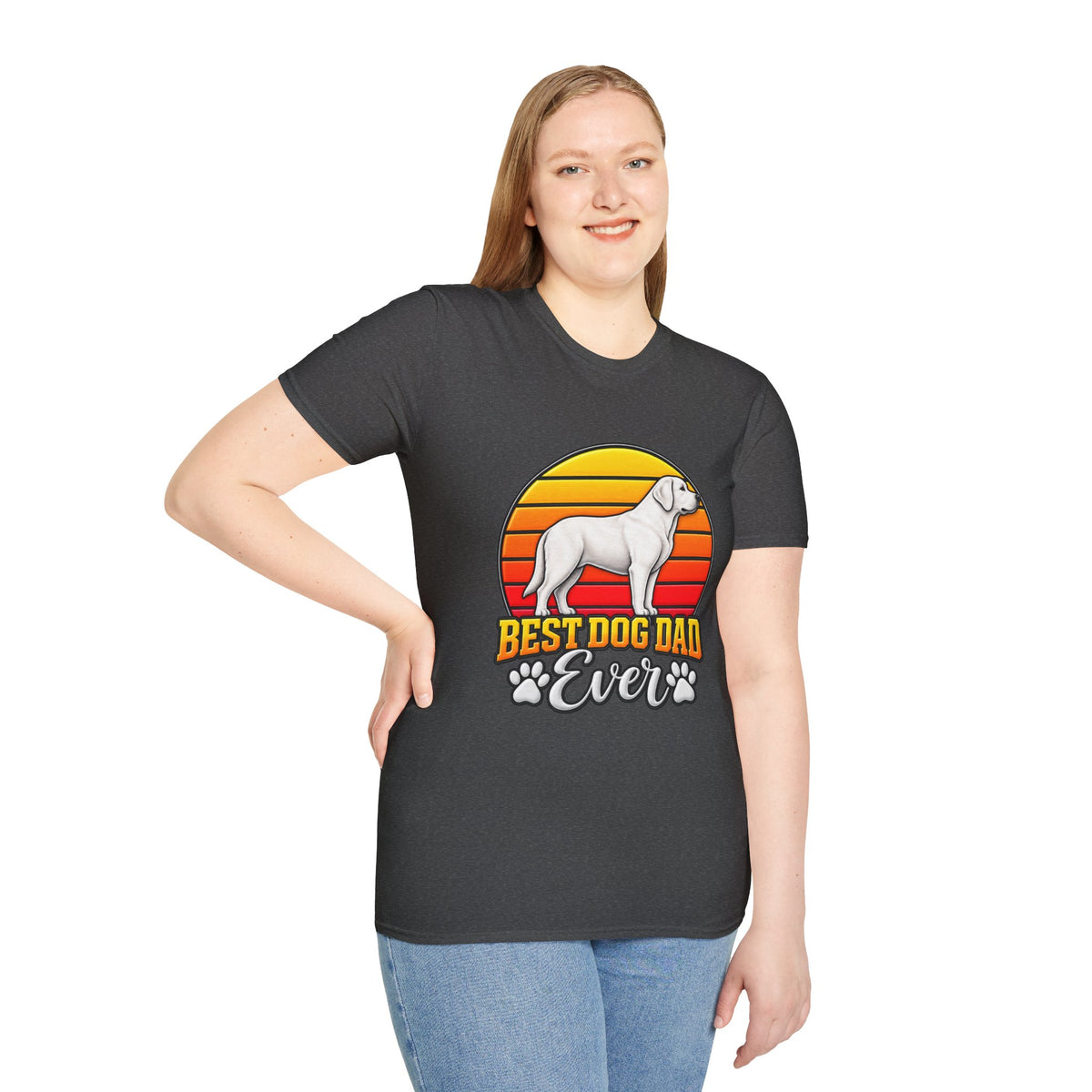 Best Dog Dad Ever T-Shirt — Retro Labrador Paw Print Dad Tee