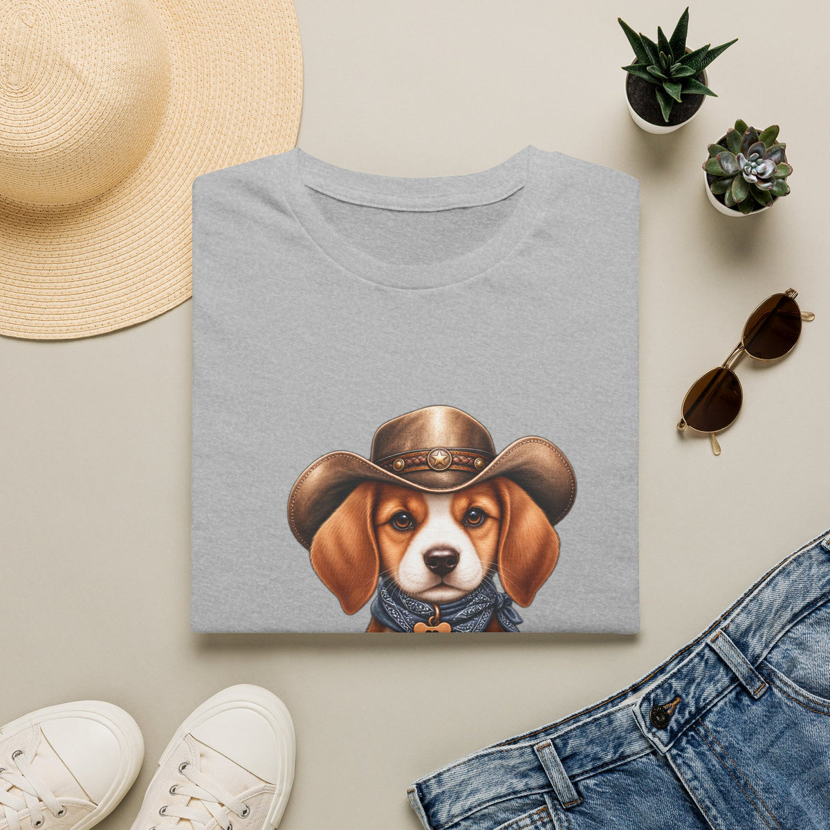 Beagle Cowboy T-Shirt — Cute Western Puppy Tee