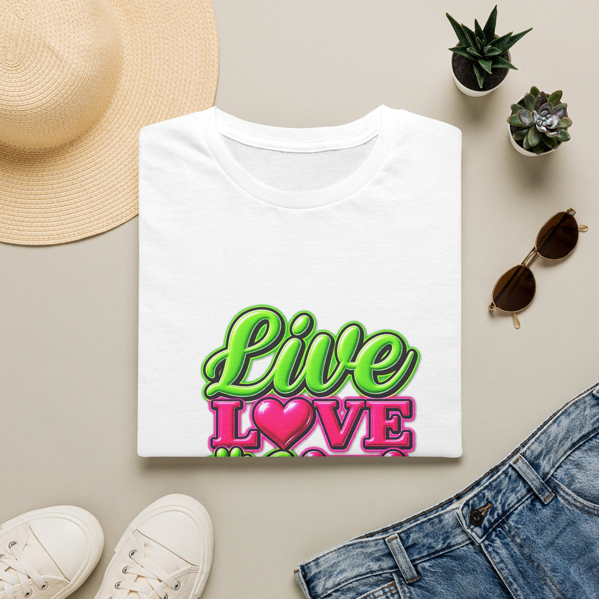 Live Love Dogs T-Shirt — Bright Neon Paw Graphic Tee