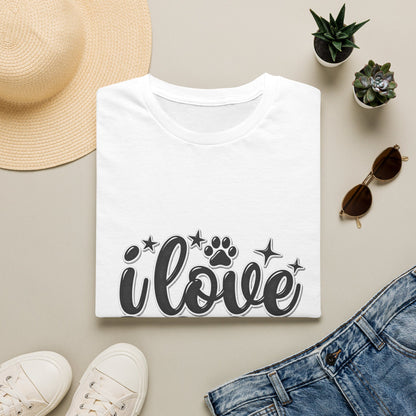 I Love Dogs T-Shirt — Cute Paw Print Graphic Tee for Dog Lovers