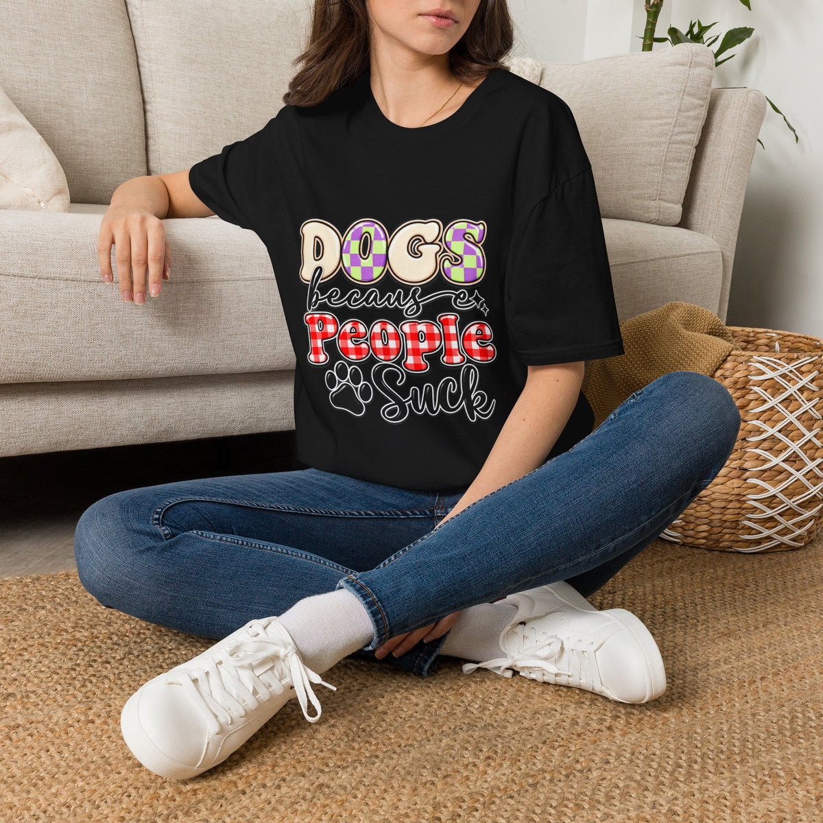Dogs Because People Suck Funny Dog Lover T-Shirt