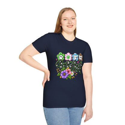 Mom Paw Print Floral T-Shirt  Mother’s Day Pet Lover Tee