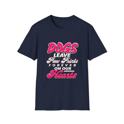 Dog Lover T-Shirt — "Dogs Leave Paw Prints Forever on Our Hearts" Graphic Tee