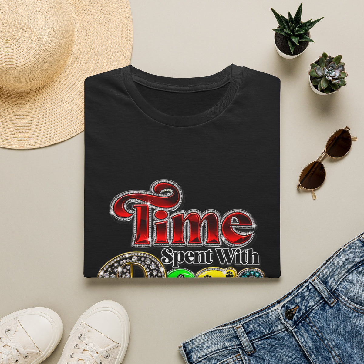 Time Spent With Dogs Is Never Wasted" Graphic Tee