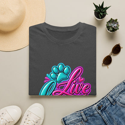 T-Shirt — Live Love Dogs Colorful Paw Graphic