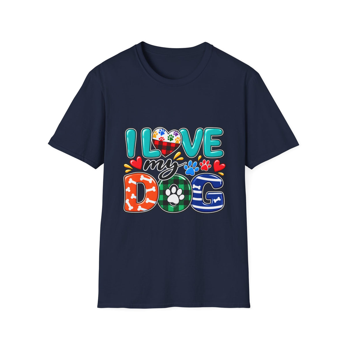 I Love My Dog Colorful Paw Heart T-Shirt