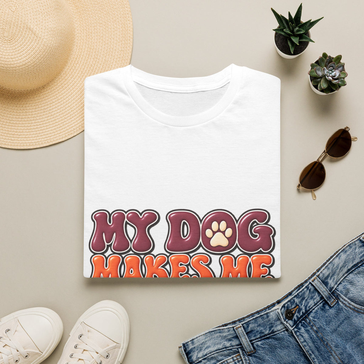 My Dog Makes Me Happy" Retro Paw Graphic