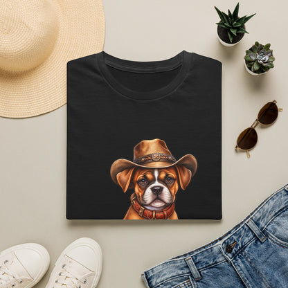 Cute Puppy Wearing Cowboy Hat Graphic Tee