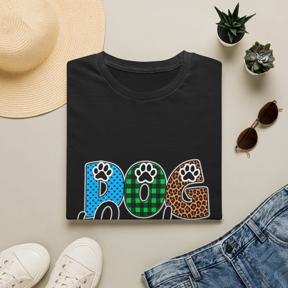 Dog Lady T‑Shirt — Colorful Paw Print DOG Graphic Tee for Pet Lovers