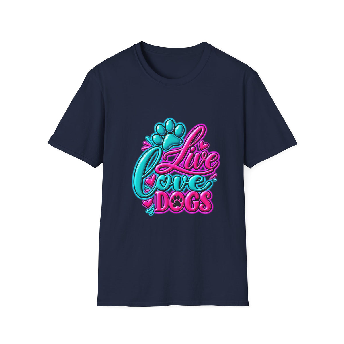 T-Shirt — Live Love Dogs Colorful Paw Graphic