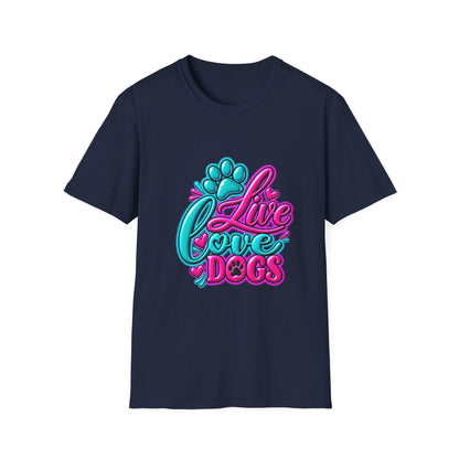 Live Love Dogs Graphic T-Shirt – Cute Paw Print Dog Lover Tee