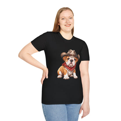 Bulldog Cowboy T-Shirt  Cute Western Dog