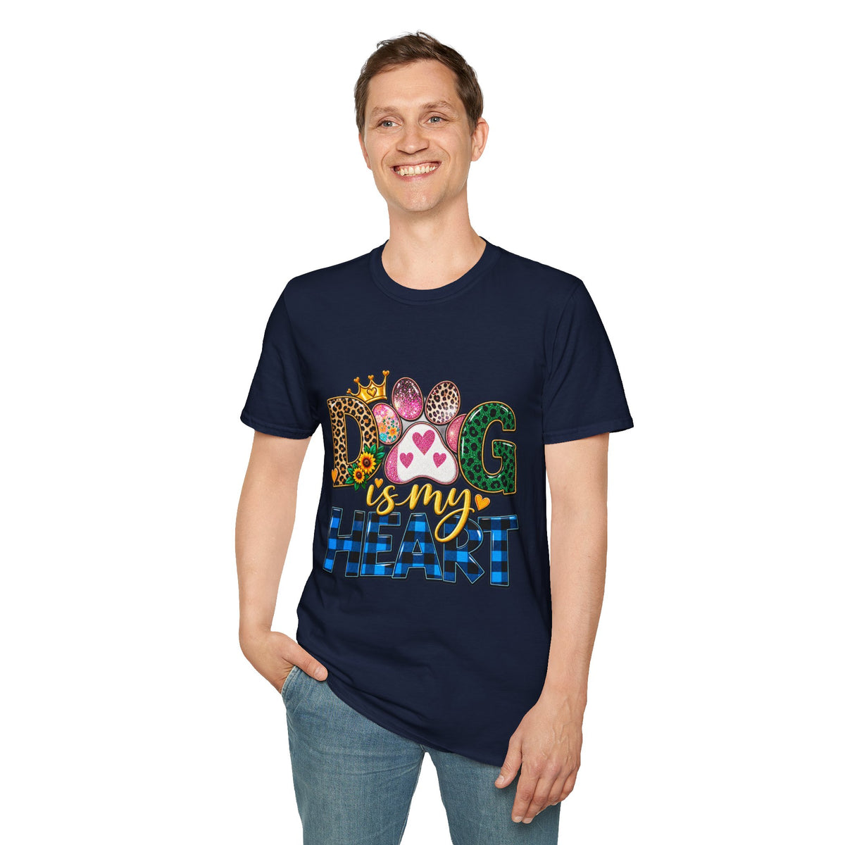Dog Is My Heart T-Shirt — Colorful Paw Print