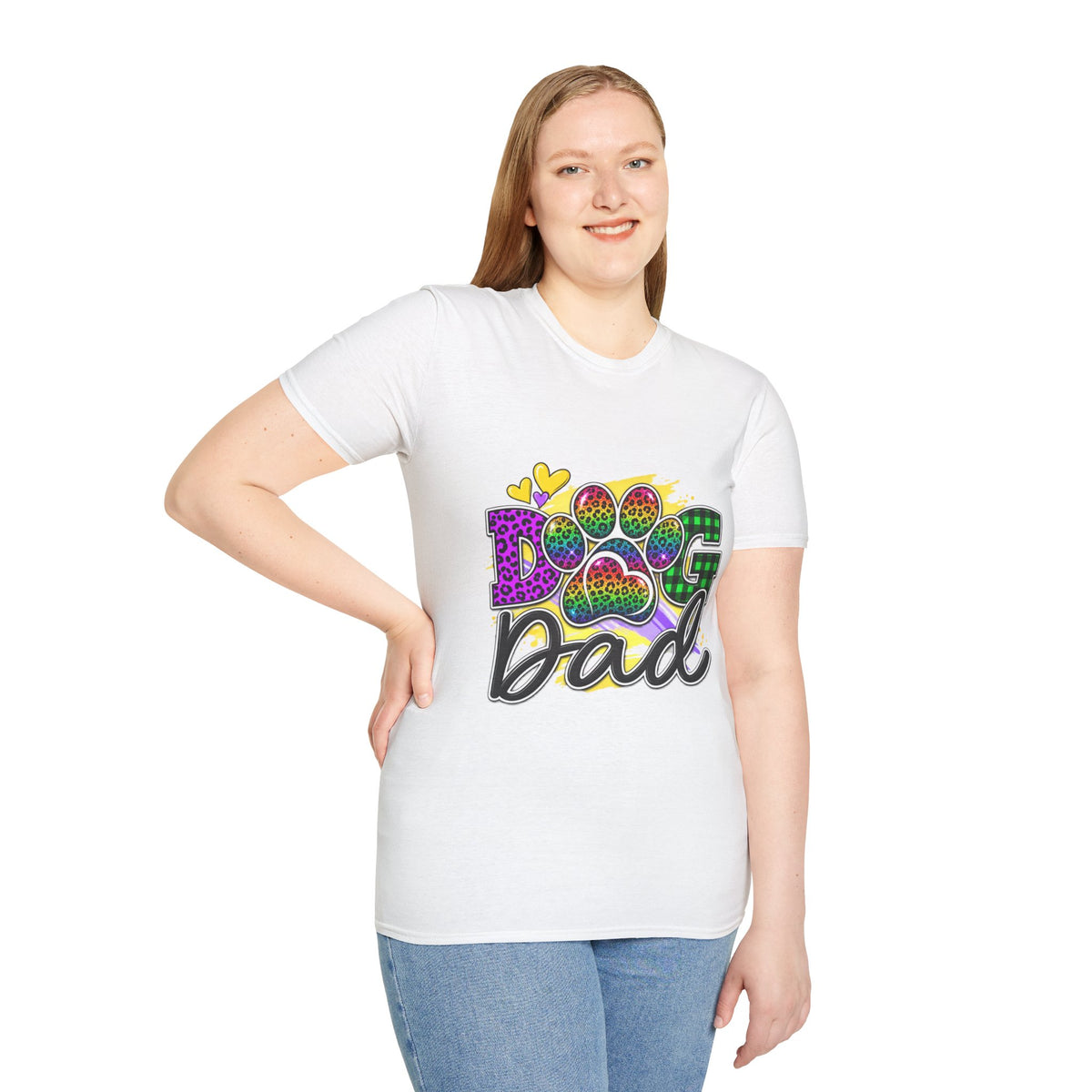 Dog Dad T‑Shirt — Colorful Leopard Paw Graphic Tee for Pet Lovers