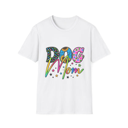 Dog Mom T-Shirt  Colorful Floral & Polka Dot Graphic
