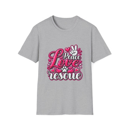 Rescue Love T-Shirt — "Peace Love Rescue" Pet Rescue Animal Advocate Tee