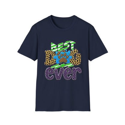 Best Dog Ever T-Shirt — Colorful Leopard & Paw Graphic