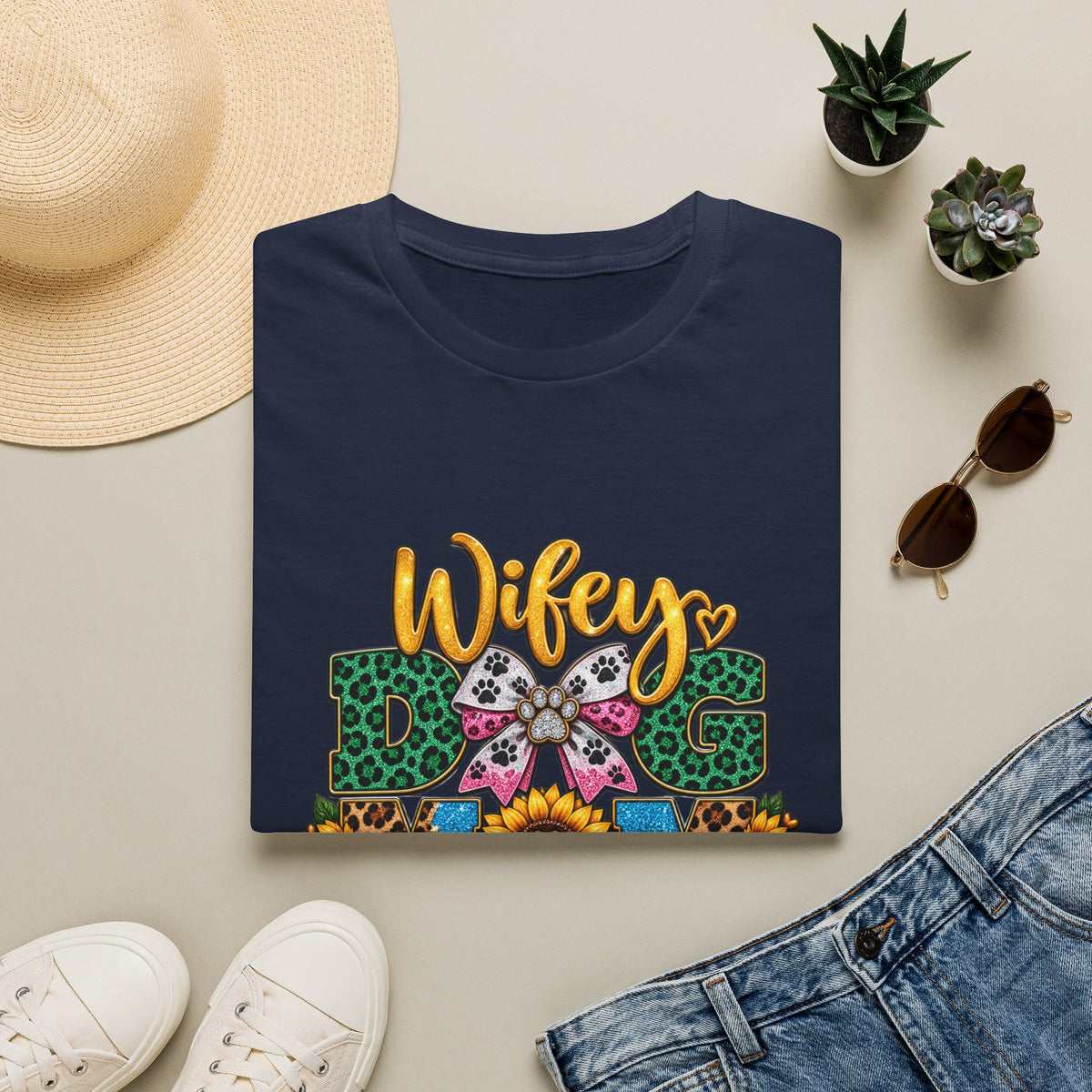 Wifey Dog Mom Nurse T‑Shirt — Floral Leopard Pet Lover Tee