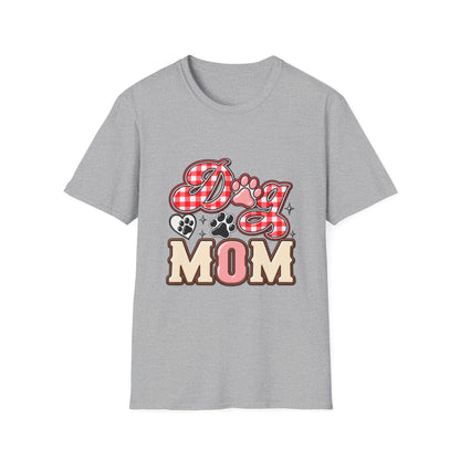 Dog Mom T-Shirt — Red Gingham Paw Graphic Tee