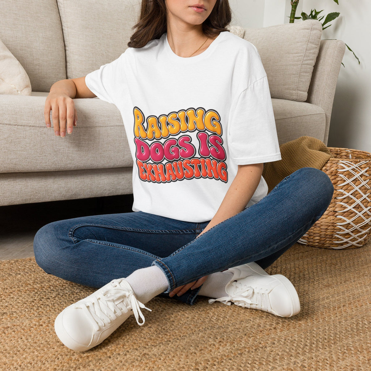 Raising Dogs Is Exhausting — Vintage Retro T‑Shirt