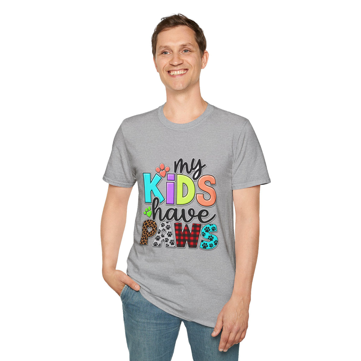 My Kids Have Paws T-Shirt — Colorful Pet Parent Mom Tee