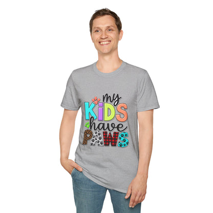 My Kids Have Paws T-Shirt — Colorful Pet Parent Mom Tee