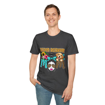Golden Retriever Mom T-Shirt — Floral Messy Bun Dog Lover Tee