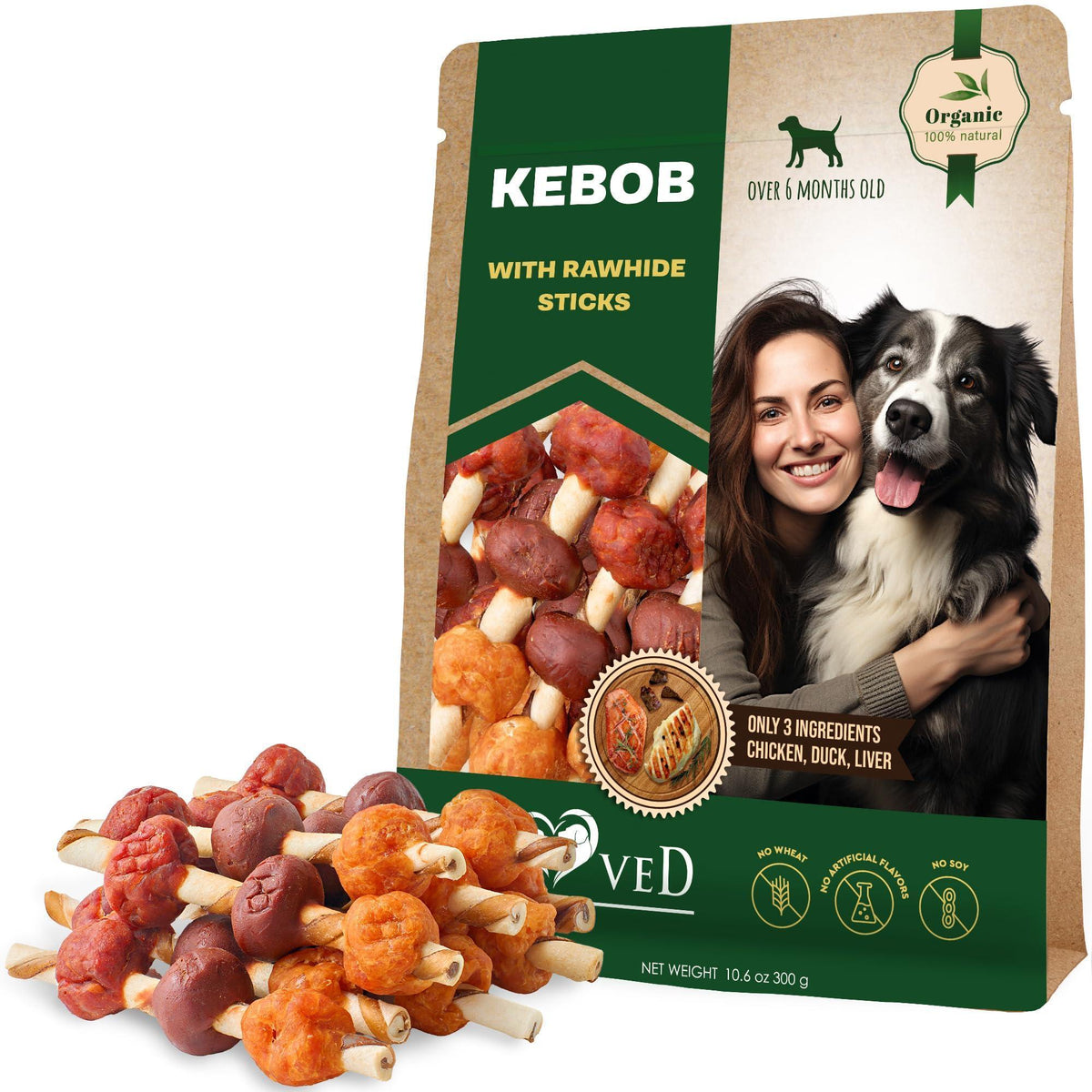 Kabobs Duck & Chicken Rawhide Dog Treats