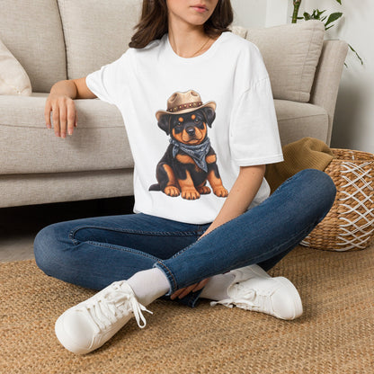Cowboy Rottweiler T-Shirt Cute Puppy in Cowboy Hat
